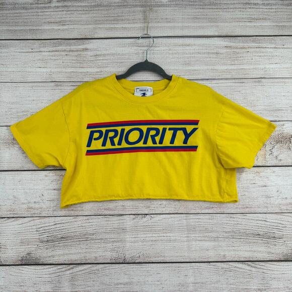 Forever 21 Tops - Forever 21 x USPS Priority Mail Logo Cropped T-Shirt Womens Medium Yellow